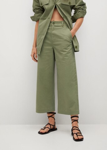 MANGO Wide leg Broek 'Garden' in Groen: voorkant