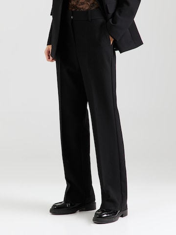 Y.A.S Regular Trousers with creases 'LIKKA' in Black: front