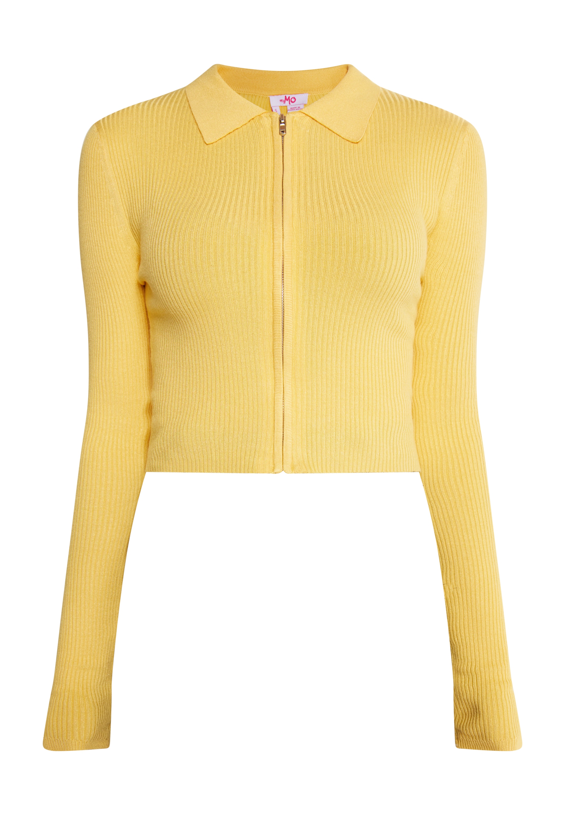 dzeltens MYMO Adīta jaka 'Keepsudry': no priekšpuses