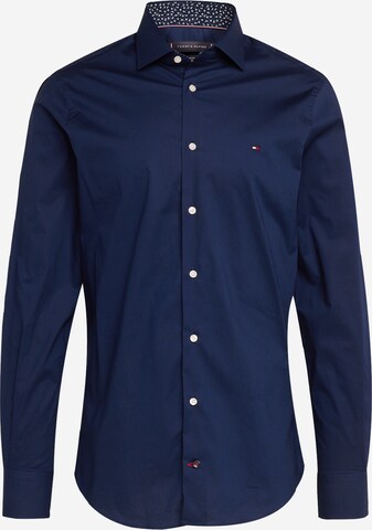 mėlyna TOMMY HILFIGER Priglundantis modelis Dalykinio stiliaus marškiniai: priekis