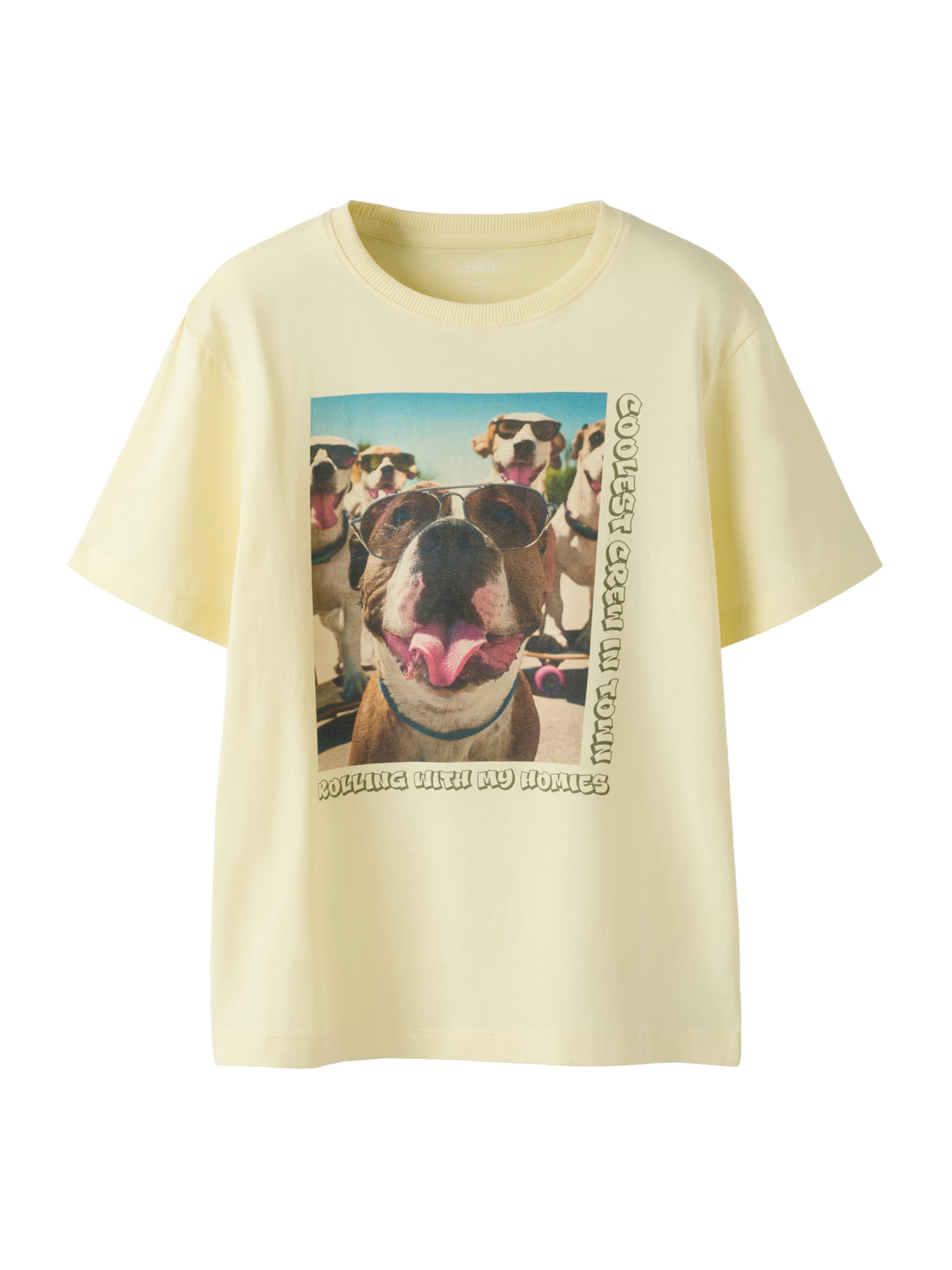 Tricou 'NKMVOTO' de la NAME IT pe galben: față