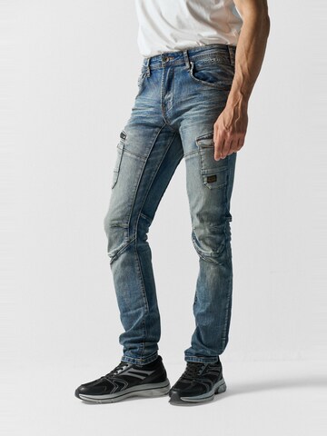 KOROSHI Regular Cargojeans in Blauw