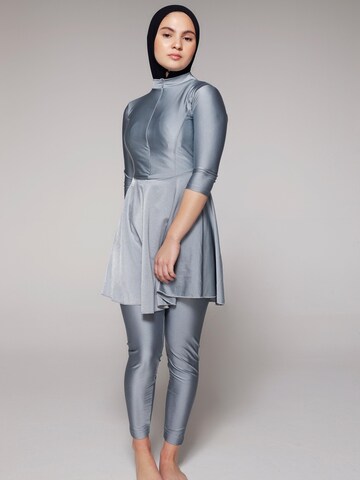 SIYA Swimwear High neck Swimsuit 'East – Burkini/Modest' in Silver: front
