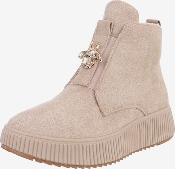 Ital-Design Ankle Boots in Beige: front