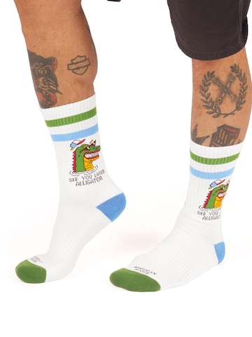 Chaussettes 'See You Later' American Socks en blanc