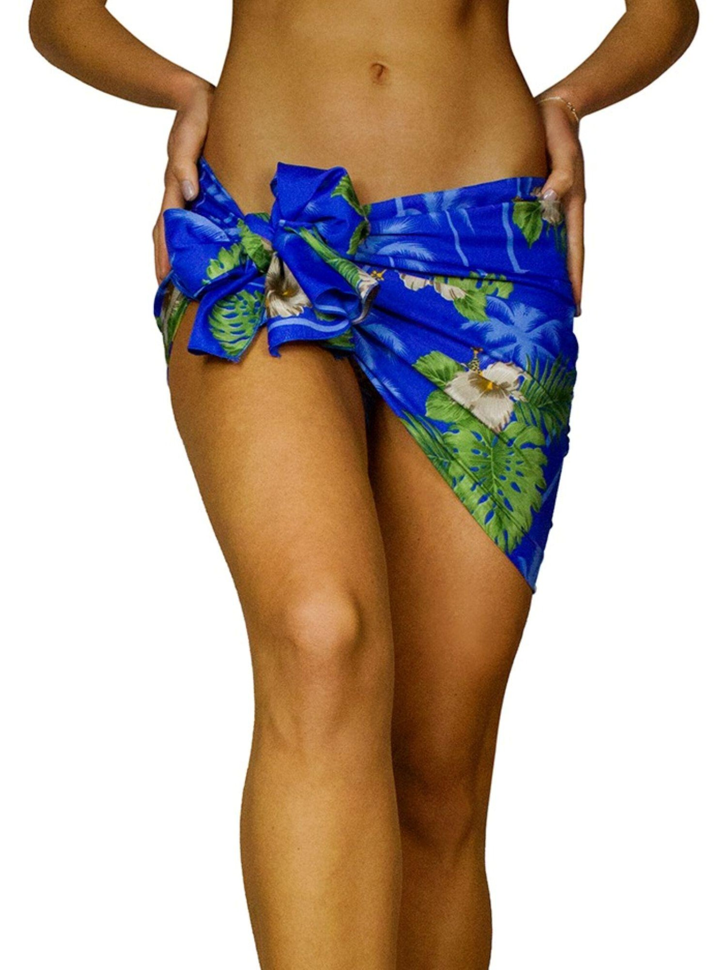 King Kameha Wrap 'Small Flower' in Blue: front