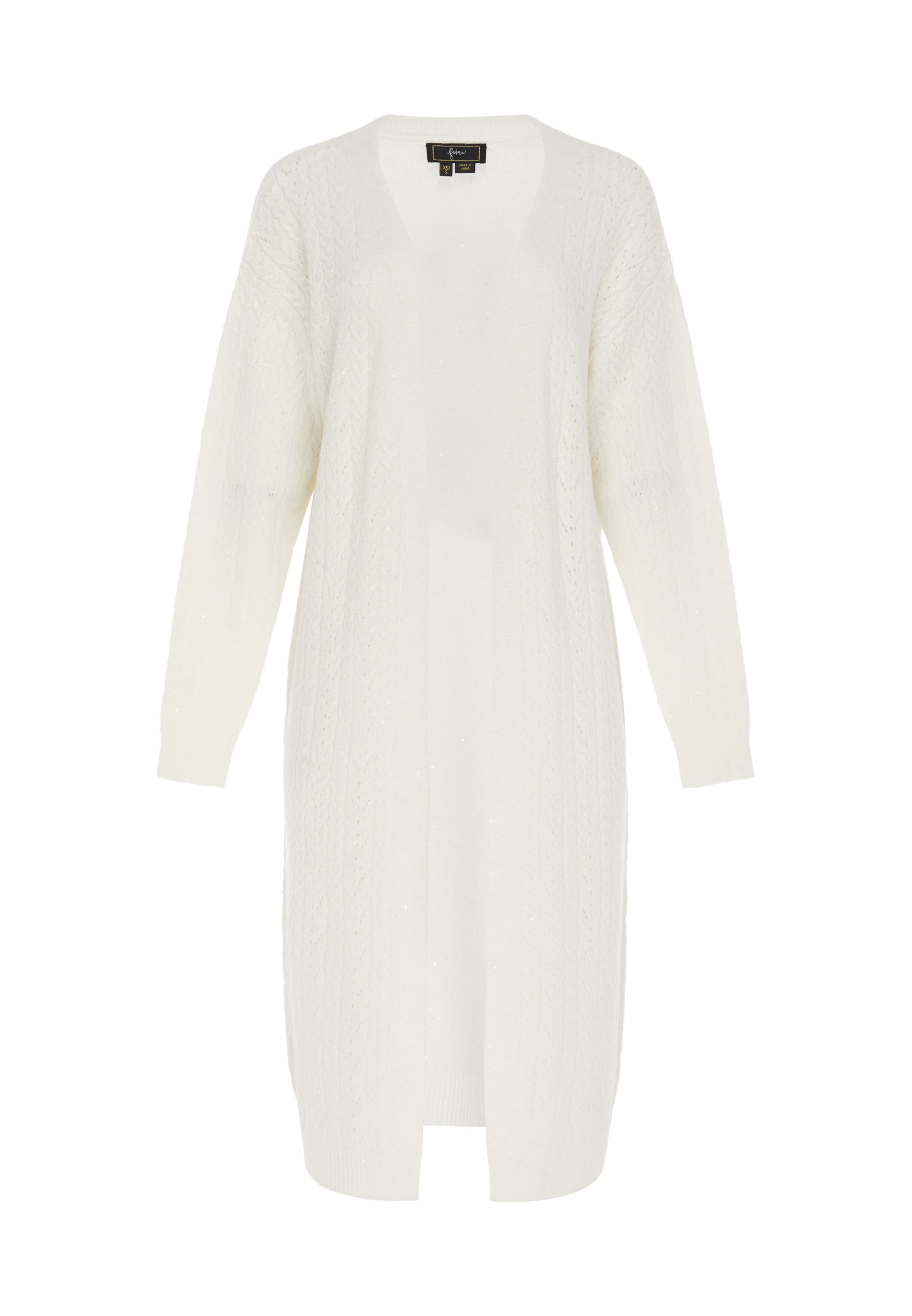 faina Gebreid vest in Wit: voorkant
