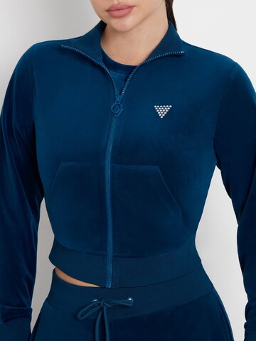 GUESS Athletic Zip-Up Hoodie in Blue