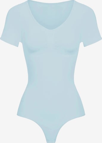 cfab Shapingbody 'T-Shirt Bodysuit Sculpting Shapewear mit String' in Blauw: voorkant