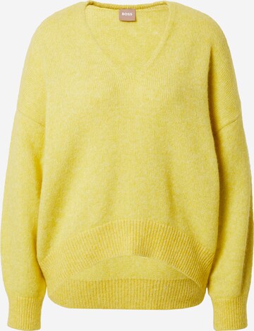 BOSS Sweater 'Fondianan' in Yellow: front