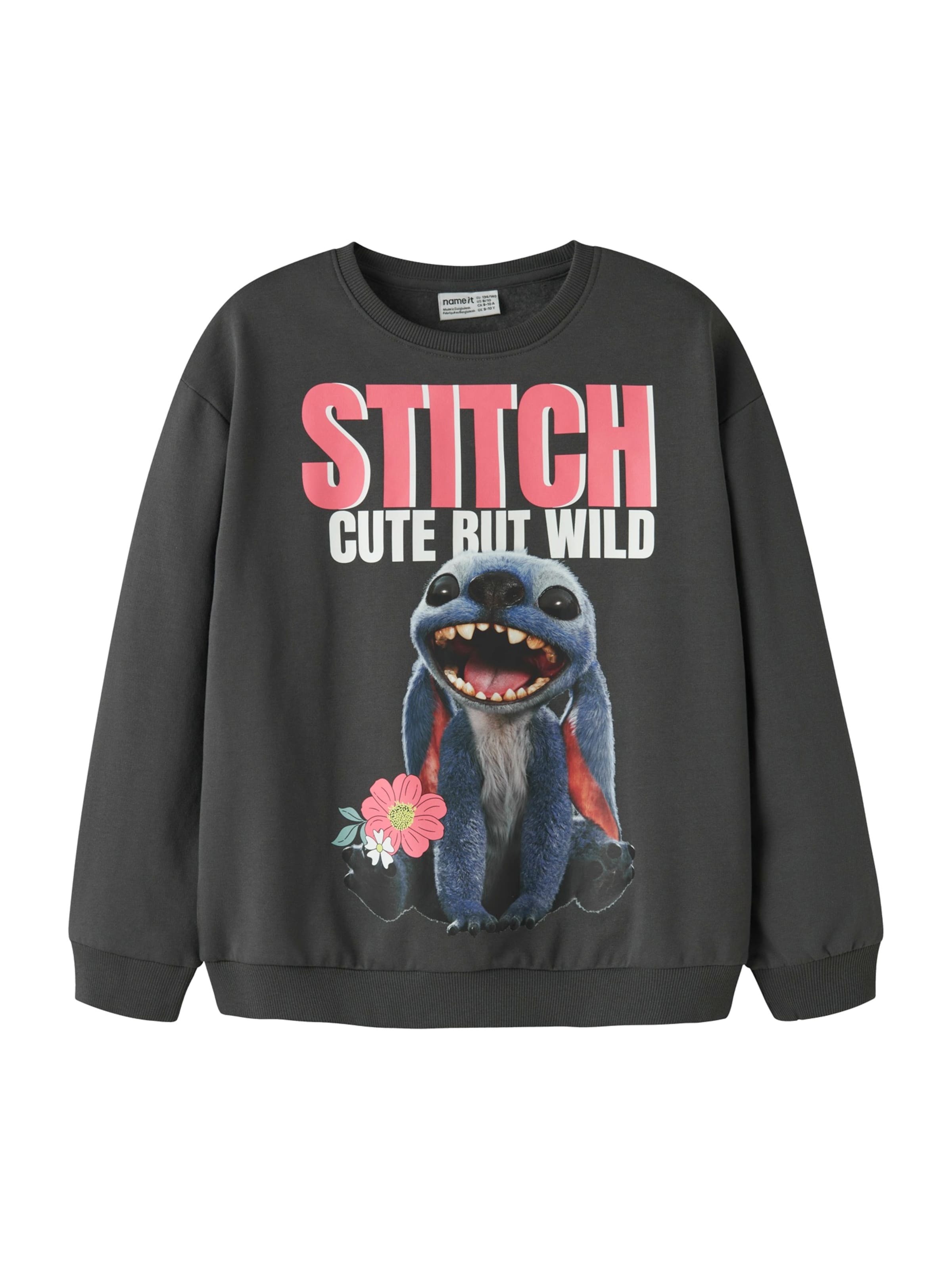 Sweat-shirt 'NKFJYNI STITCH' NAME IT en noir : devant