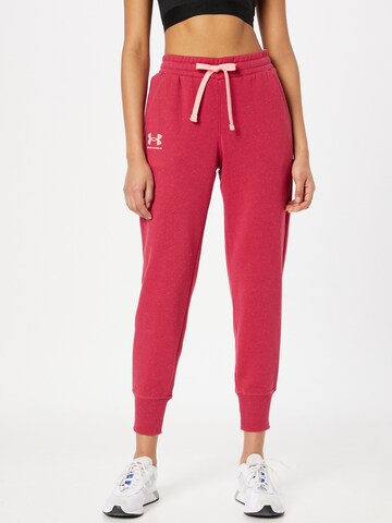 UNDER ARMOUR Конический (Tapered) Спортивные штаны 'Rival' в Ярко-розовый: спереди