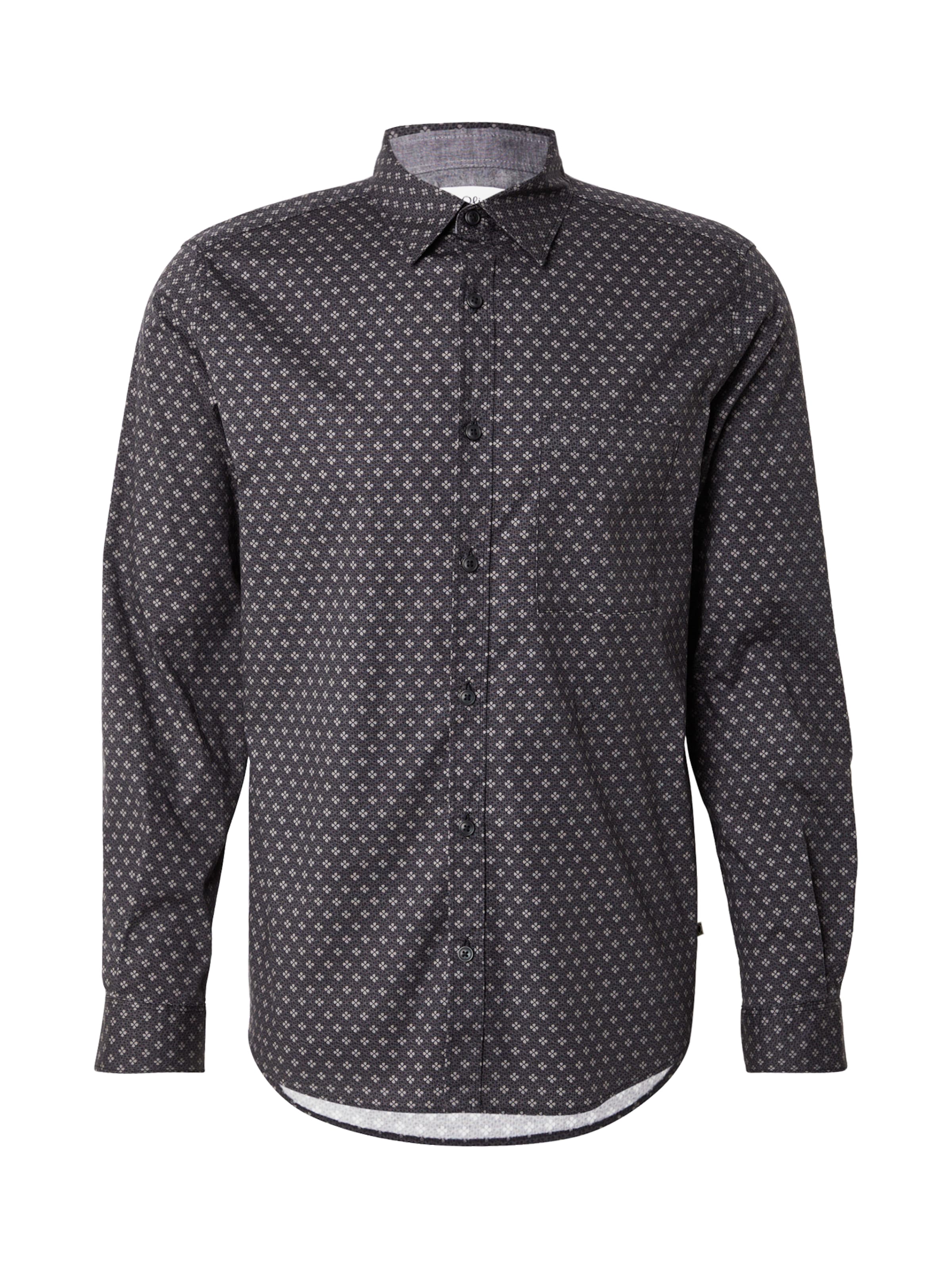 s.Oliver Regular fit Button Up Shirt in Black: front