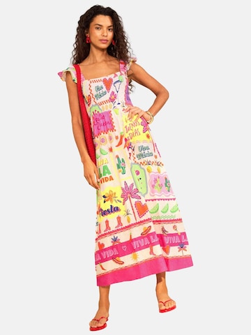 Robe d’été love & roses en rose : devant