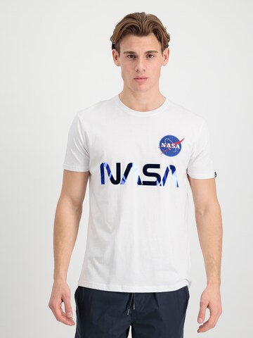 ALPHA INDUSTRIES Тениска 'NASA' в бяло: отпред