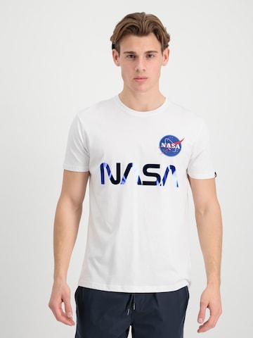 ALPHA INDUSTRIES Tričko 'NASA' – bílá: přední strana