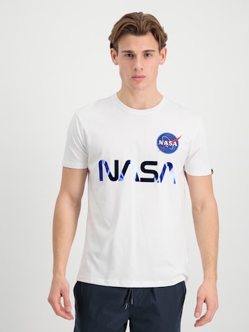 ALPHA INDUSTRIES Тениска 'NASA' в бяло: отпред