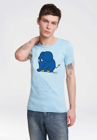 LOGOSHIRT T-Shirt 'Die Sendung mit der Maus - Elefant' in Blau: predná strana