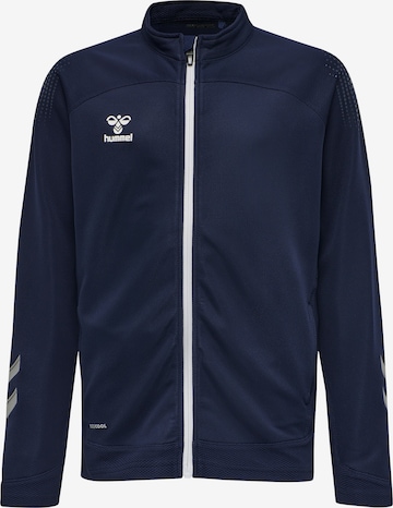 Hummel Athletic Zip-Up Hoodie 'Lead Poly' in Blue: front