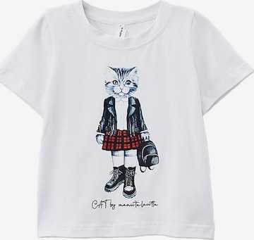 Cat e Lolette Shirt 'Rocker Cat' in Wit: voorkant