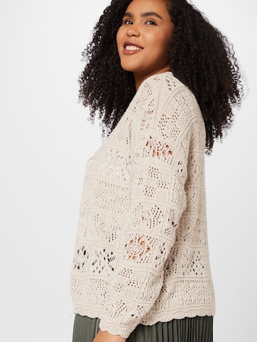 ONLY Curve Knit Cardigan 'BEACH LIFE' in Beige