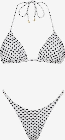 Triangolo Bikini 'Polka Dots' di Acuarela Brand in bianco: frontale