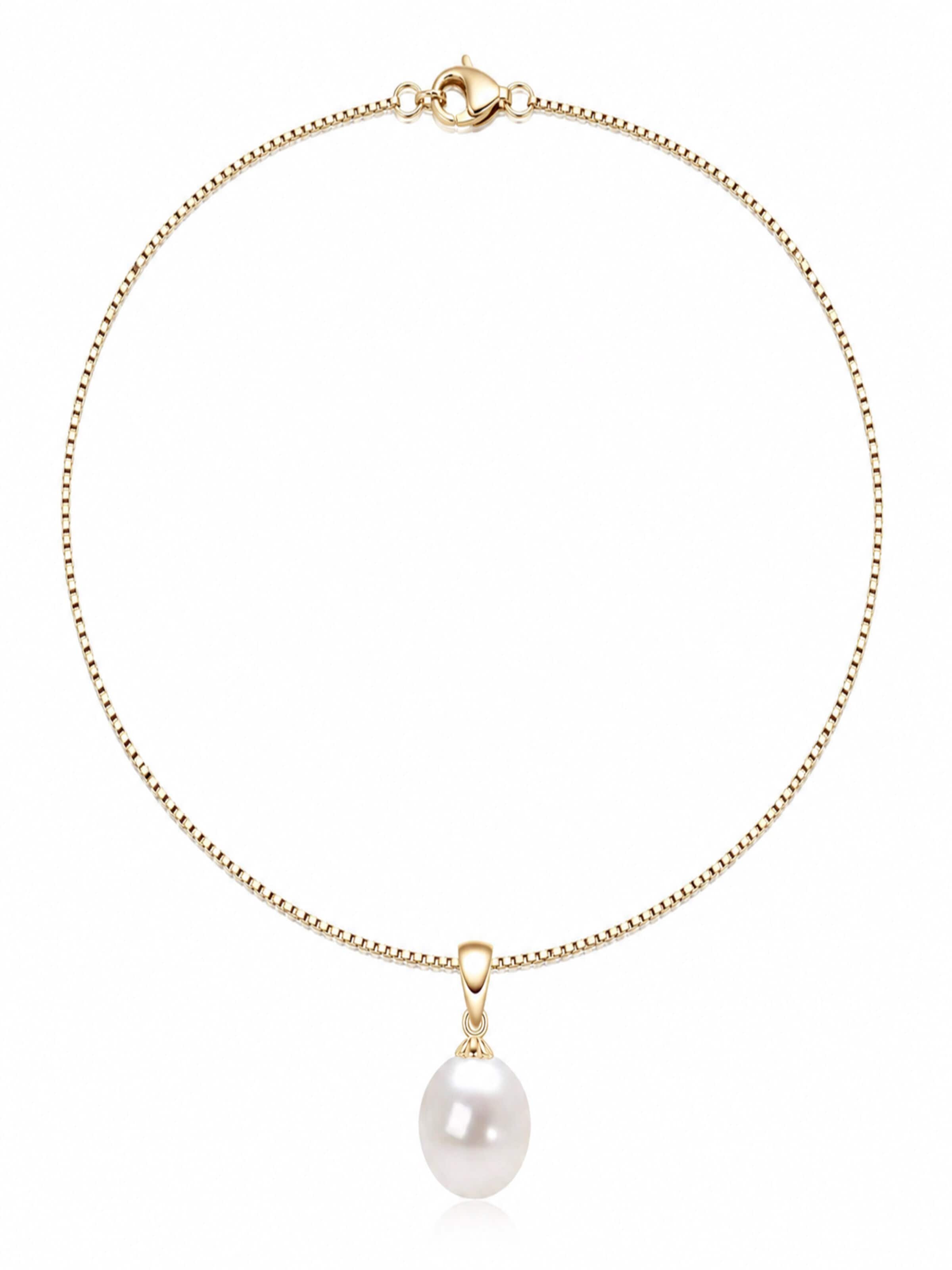 ROUGEMONT Jewellery Kette 'Elegante Damen Perlenkette 925 Sterling Silber echte Süßwasserperle'‌‌‌‌‌‌ in 45 cm in gold, Produktansicht