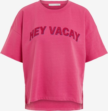 OUI Sweatshirt 'Hey Vacay!' in Roze: voorkant