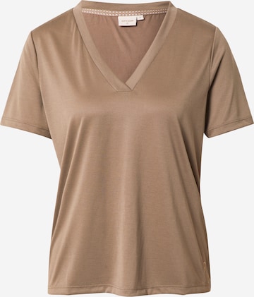 Cream Shirt in Brown: front