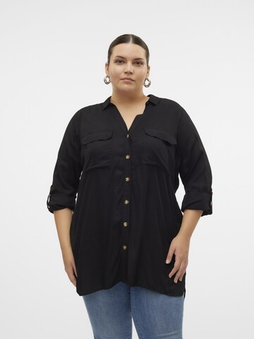 Vero Moda Curve Blouse 'VMCBUMPY' in Zwart: voorkant