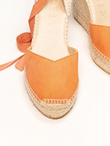 Alhamas Sandaal 'Alpargata Cuña 10 cm' in Oranje