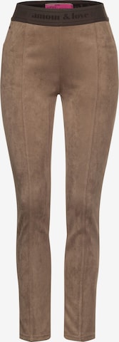 Skinny Pantalon STREET ONE en marron : devant