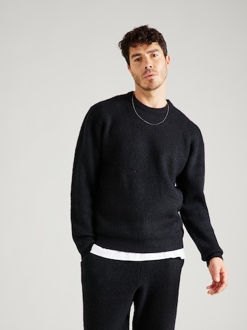 ABOUT YOU x Jaime Lorente Sweater 'Santino' in Black: front