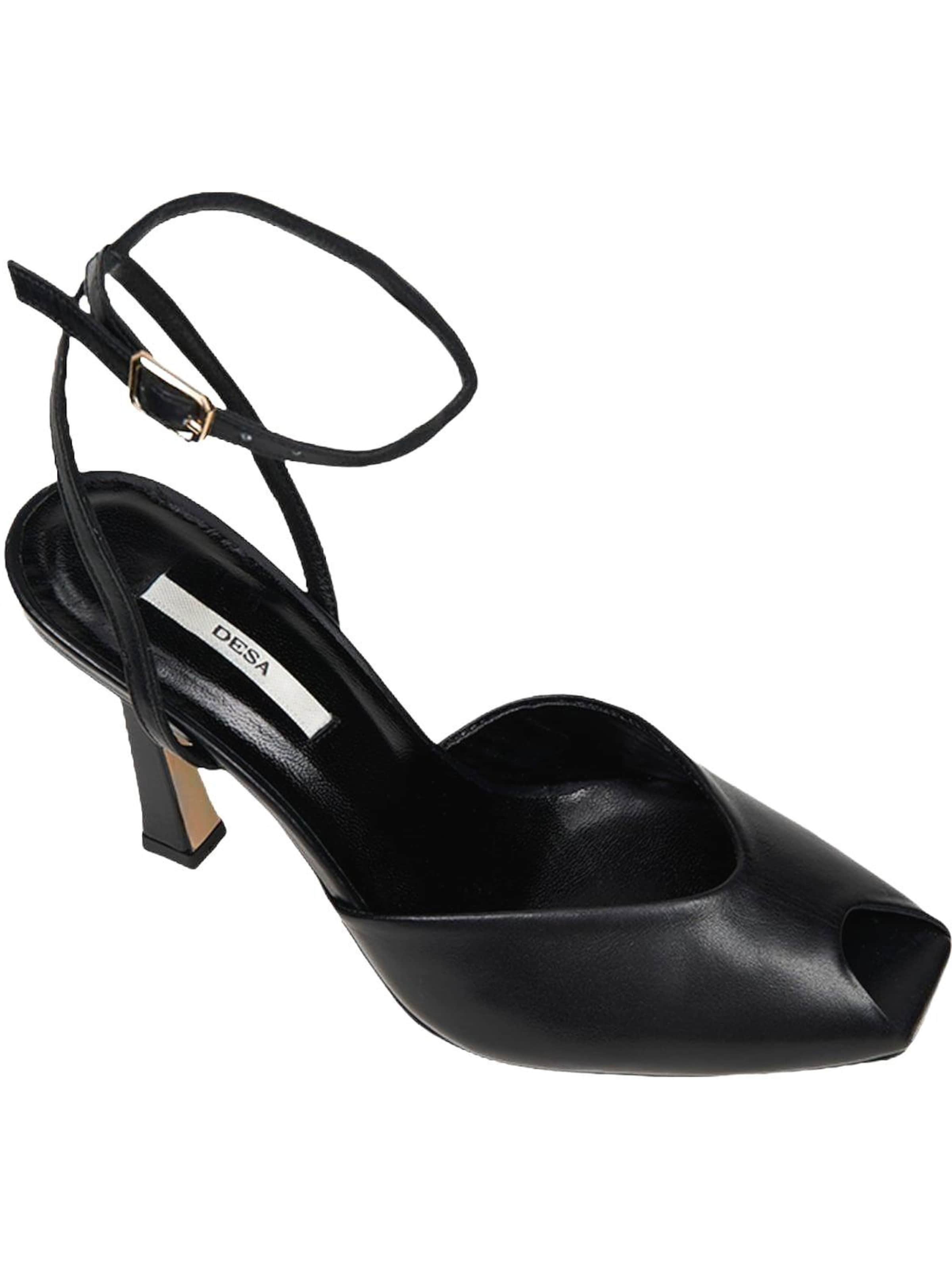 Desa - Zapatos con plataforma 'DESA Damen-Abendschuhe aus Leder mit offener Zehenpartie' en negro