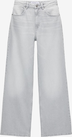 Pull&Bear Wide leg Jeans in Grijs: voorkant