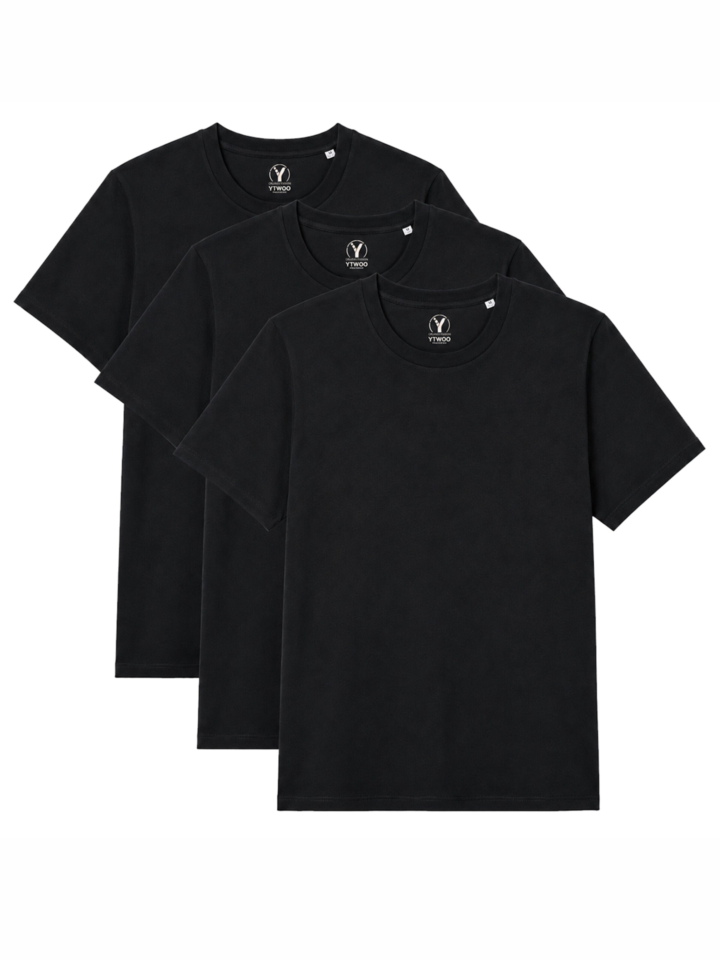 YTWOO Shirt '3er Pack Basic T-Shirt'‌‌‌ in Schwarz: Vorderseite