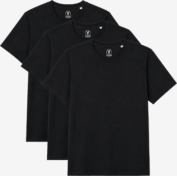 YTWOO Shirt '3er Pack Basic T-Shirt' in Schwarz: Vorderseite