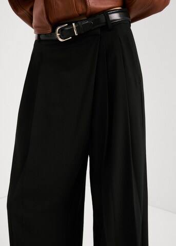 MANGO Wide leg Pleat-Front Pants 'Anna' in Black