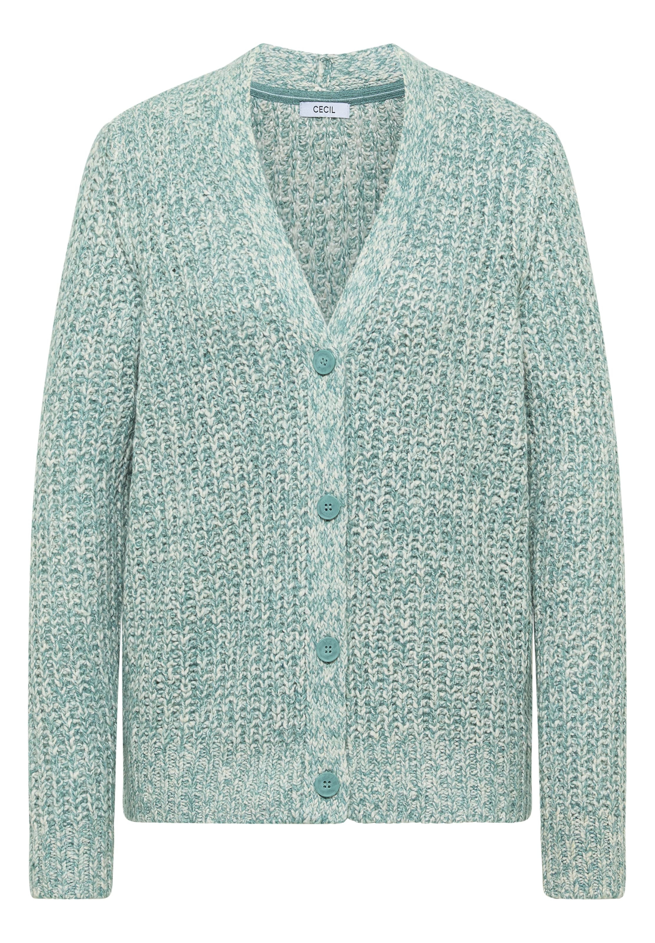 CECIL Knit Cardigan in mottled green / natural white, Item view