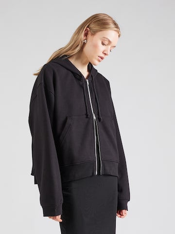 WEEKDAY Zip-Up Hoodie in Black: front