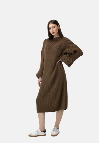 Elara Strikkjole i brun: forside