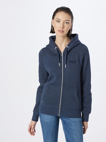 Superdry Zip-Up Hoodie in Blue: front