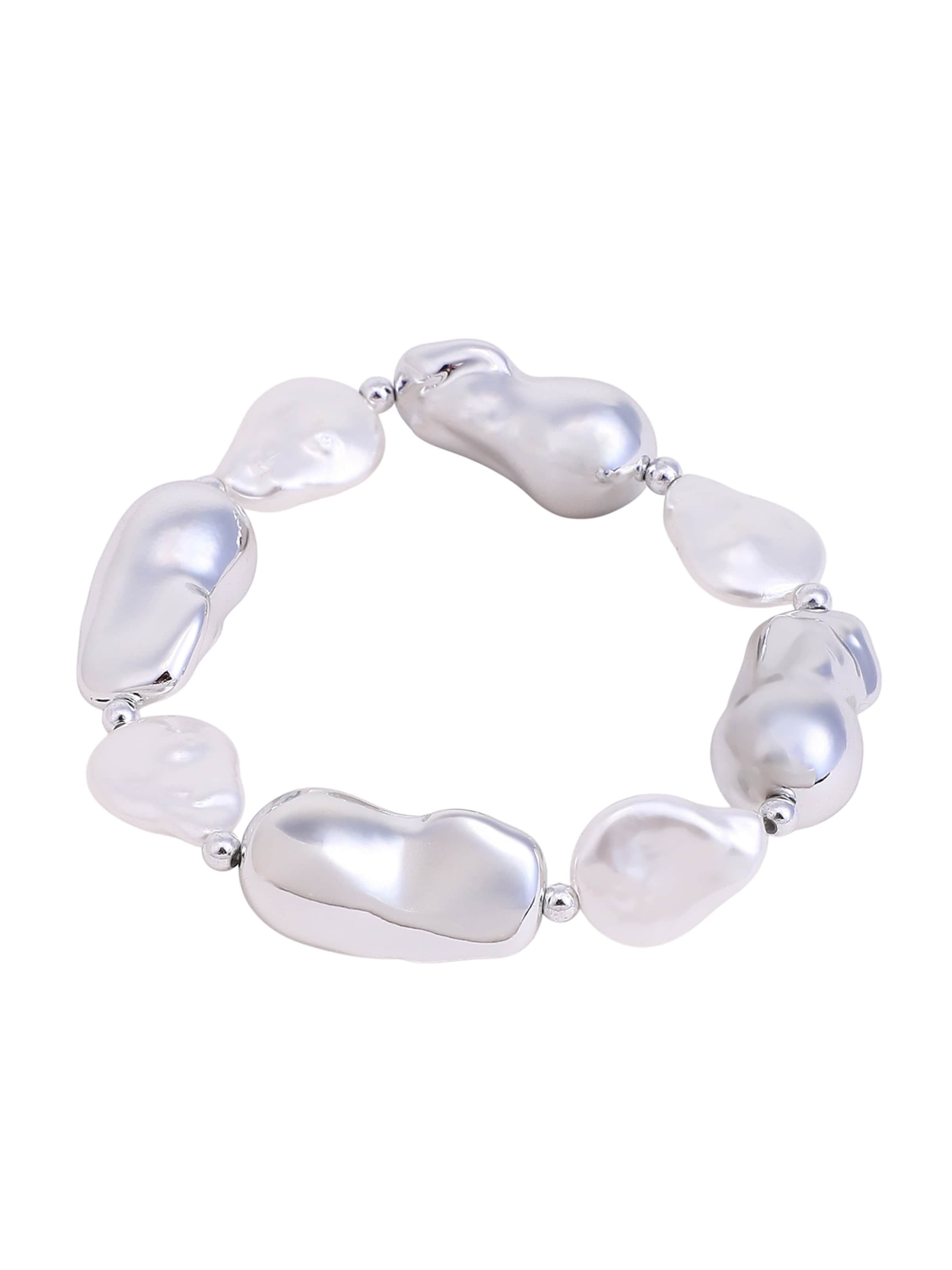 SOHI Armband 'Tony' in de kleur Zilver / Parelwit, Productweergave