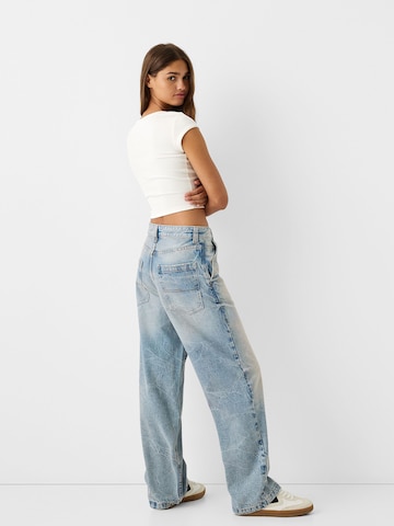 Bershka Широки крачоли Дънки в синьо