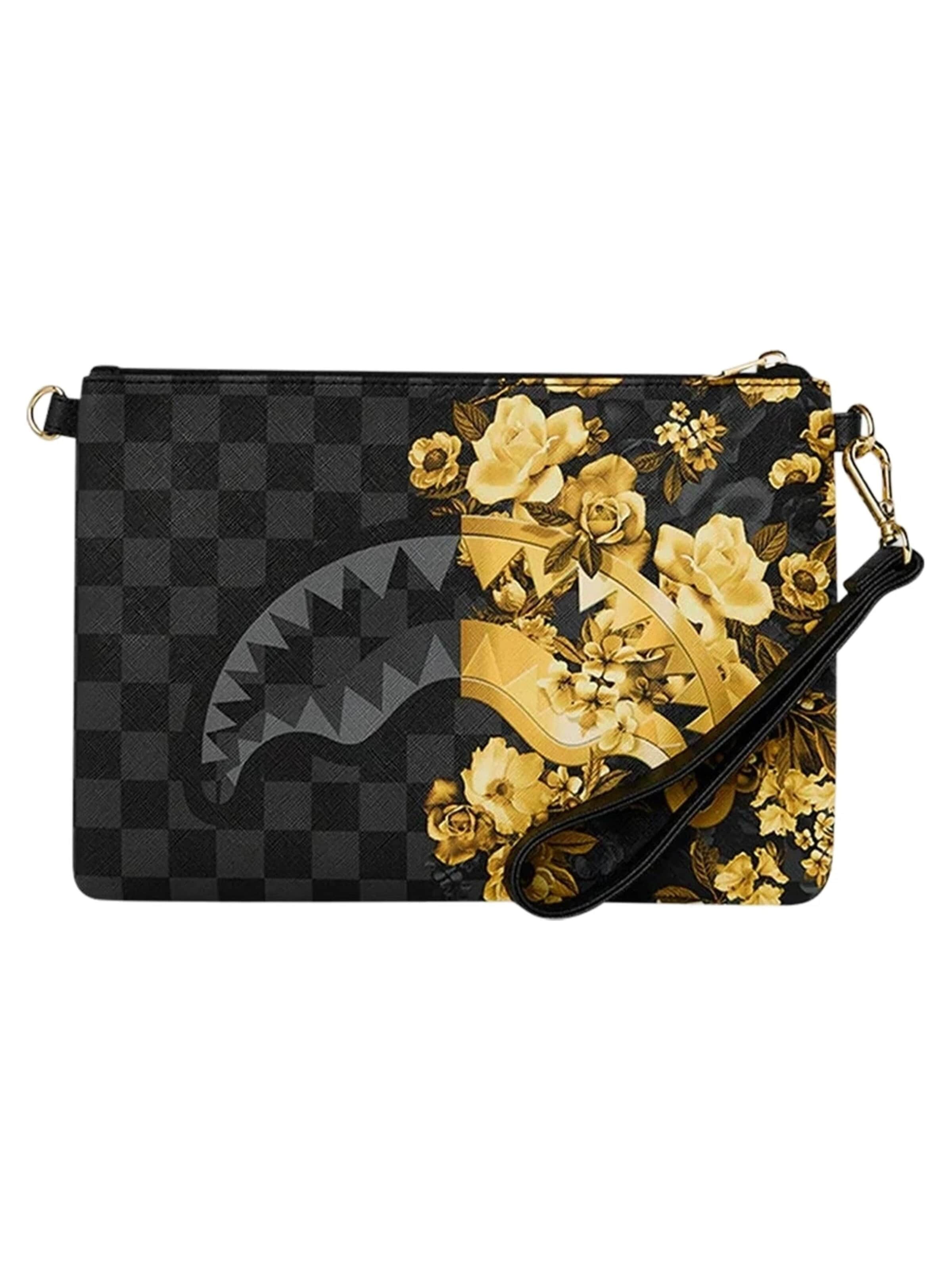 Sprayground - Messenger 'Bolso sprayground negro gold floral remix crossover clutch' en negro: frente