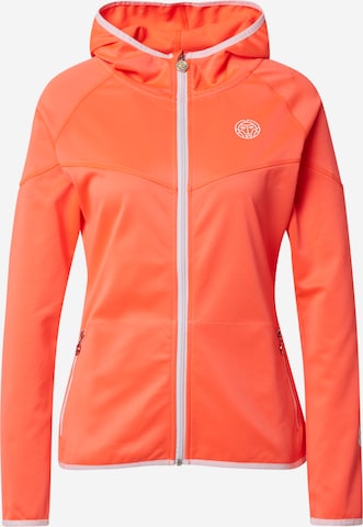 BIDI BADU Athletic Zip-Up Hoodie 'Inga Tech Jacket' in Orange: front