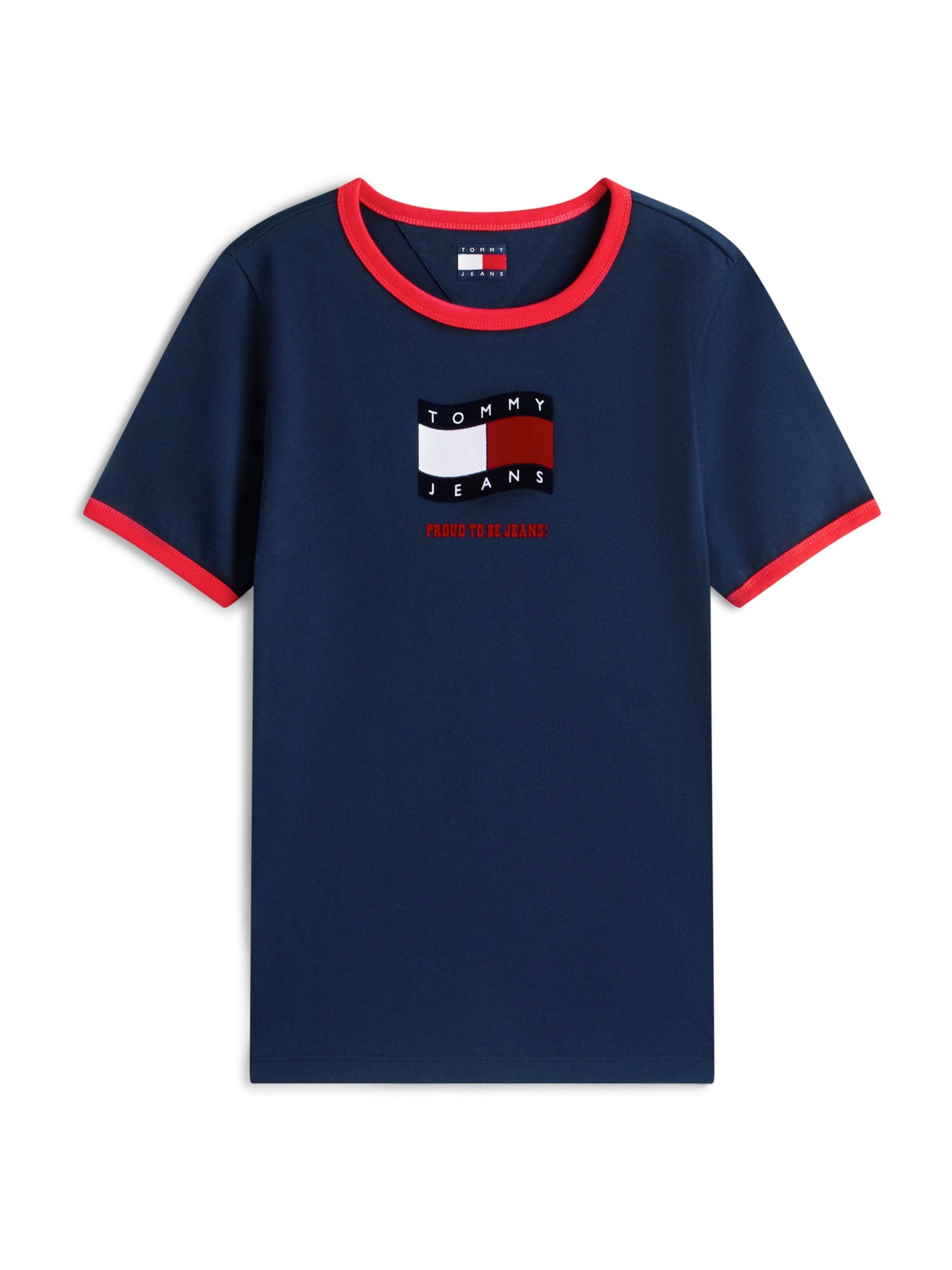 Tricou de la Tommy Jeans pe albastru: față