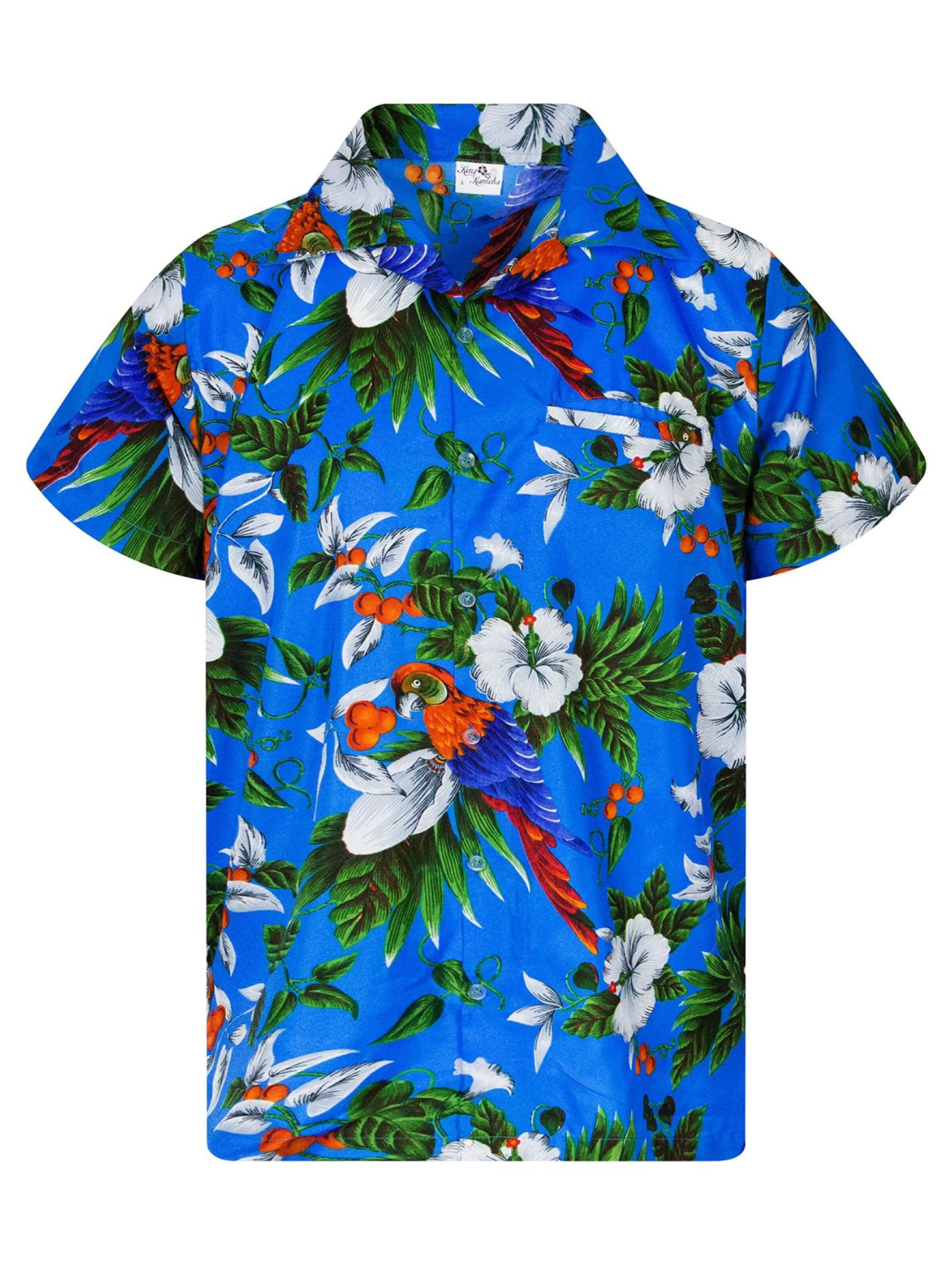 King Kameha Shirt 'Cherryparrot' in Blue: front