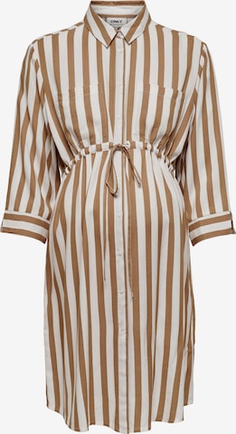 Only Maternity Shirt Dress 'Tamari' in Brown: front