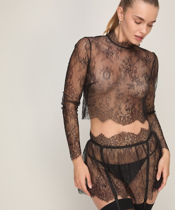 Hunkemöller Slaapshirt 'Camille' in Zwart: voorkant